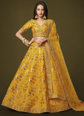 Silk Lehenga Choli in Yellow Color